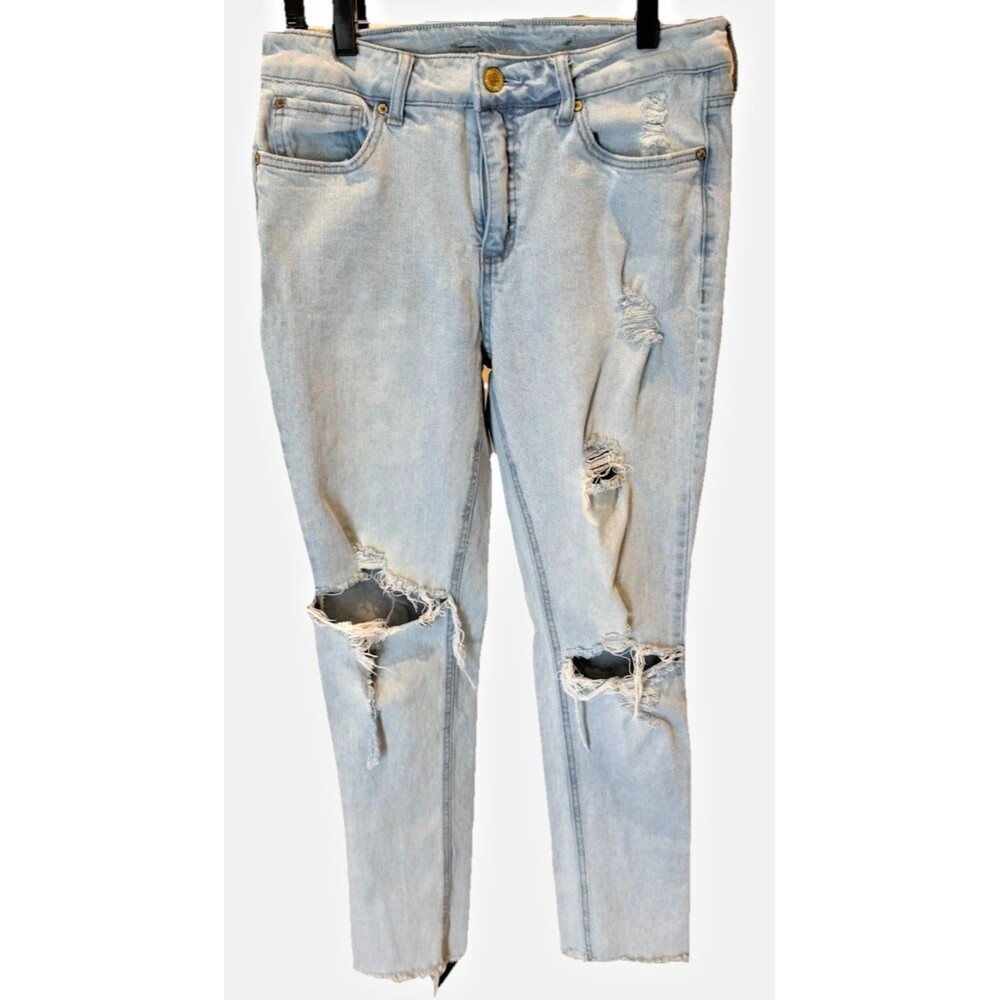 Seven7 Jeans Women’s Size 8 Skinny Stretch Denim Distressed Raw Hem Light Wash